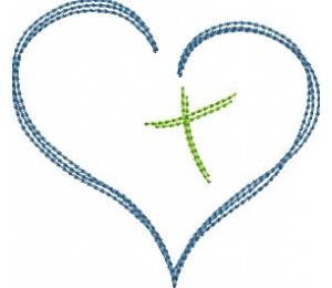 Stickdatei - Kreuz im Herz Abstrakt